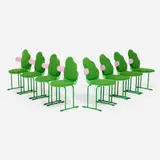 Yrjö Kukkapuro, Pilvi (Cloud) chairs, set of eight, 1983, lacquered plywood and steel, upholstery