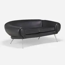 Illum Wikkelsø, Sofa, c. 1960, leather, stainless steel