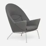Hans J. Wegner, Oculus chair, model CH468, upholstery, stainless steel