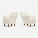 Gustav Axel Berg, Lounge chairs, pair, c. 1945, upholstery, birch