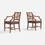 Frits Henningsen, Armchairs, pair, c. 1945, mahogany, horse hair upholstery