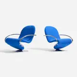 Verner Panton, 1-2-3 System armchairs model E, pair, 1973, upholstery, chrome-plated steel, aluminum
