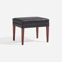 Stool by attribution Frits Henningsen, c. 1940, leather, mahogany, sold Nov 2025