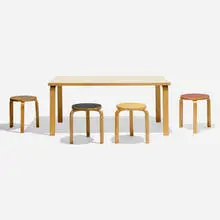 L-Leg dining set by Alvar Aalto, laminate, birch, laminated birch, sold Nov 2025