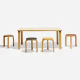 L-Leg dining set by Alvar Aalto, laminate, birch, laminated birch, sold Nov 2025