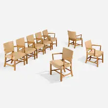Kaare Klint, Barcelona armchairs model 3758A, set of eight, leather upholstery, mahogany