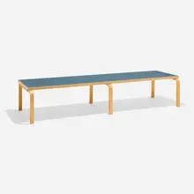 L-Leg bench by Alvar Aalto, c. 1950, laminate, laminated birch, birch, sold Nov 2025