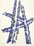 William Gear, Untitled - blue and black, ink and watercolour