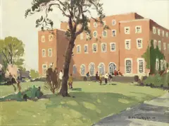 Donald McIntyre, Neuadd Reichel, Bangor University, oil on canvas board