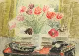 Paul Maze, Still life of flowers and black telephone