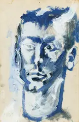 Portrait by Markus Lüpertz, 1966, Wandfarbe, Tinte und Kugelschreiber auf festem Karton, sold Dec 2017