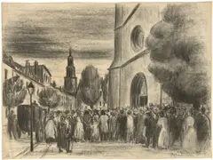 Hochzeit in Berlin by Werner Heldt, 1929, Kohle auf Bütten, sold Jun 2018