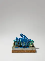 Motorradfahrer by Dieter Roth, 1969, Blechspielzeug mit Acrylfarbe übergossen, auf Holzsockel montiert, sold Dec 2017
