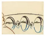 Walter Ophey, Lahnbrücke Limburg, 1920, Farbkreiden und schwarze Kreide auf Velin