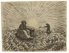 Frau auf dem Kartoffelacker by Wilhelm Morgner, 1911, Kohle auf Bütten, sold Dec 2016