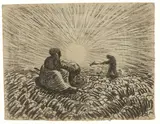 Wilhelm Morgner, Frau auf dem Kartoffelacker, 1911, Kohle auf Bütten