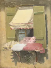 Nikola Mašić, Fensterbild, Öl auf Holz