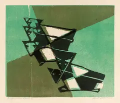 Zeichen einer Weide II by Ewald Mataré, 1947, Farbholzschnitt auf Bütten, sold Jun 2018