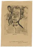 Ernst Ludwig Kirchner, Kopf Redslob, 1924, Kaltnadel auf bräunlichem Papier