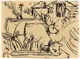 Kühe by Ernst Ludwig Kirchner, Um 1920, Tuschfeder auf Papier (aus einem Skizzenbuch), sold Jun 2018