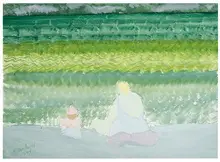 Milton Avery, Mother and Child by the Sea, 1944, Watercolor on paper