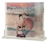 Robert Rauschenberg, Opal Gospel, 1971-1972, Color screenprints on 10 acrylic panels in Lucite base