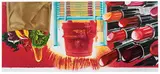 House of Fire by James Rosenquist, 1989, 33-color pressed paper pulp work with lithography collage elements on white Rives BFK paper adhered to handmade white TG, sold Nov 2018