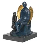 Sandro Chia, Blue Angel, Bronze with patina and gold paint