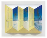 Patrick Hughes, Palm Door, 1998, Lithograph with hand-painted additions on paper