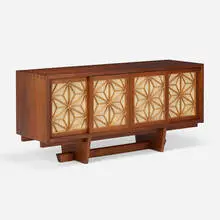 George Nakashima, Rare Odakyu cabinet, 1989, American black walnut, pandanus cloth, cedar