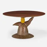 It’s Up to You dining table by Wendell Castle, 1997, macassar ebony, maple, polychromed wood, sold May 2024