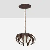 Paul Evans, Rare chandelier, c. 1965, torch-cut, welded and enameled steel, milk glass