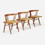 Mira Nakashima, Grass-Seated chairs, set of three