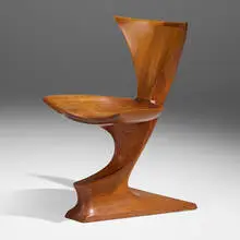 Michael Coffey, Viking chair, 1970, laminated and sculpted walnut