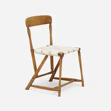 Hammer Handle chair by Wharton Esherick, c. 1940, hickory, maple, canvas webbing, sold May 2024
