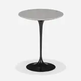 Tulip occasional table, model 160M by Eero Saarinen, Nero Marquina marble, enameled aluminum, sold Feb 2024
