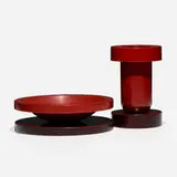 Basilico Big bowl and Mirto vase by Ettore Sottsass, 1997, lacquered plastic, sold Feb 2024