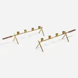 Finnish, Candleholders, pair, c. 1965, brass, teak