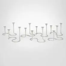 Eigil Jensen, Candlesticks, set of seven, c. 1950, sterling silver