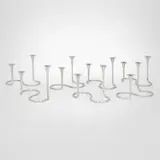 Eigil Jensen, Candlesticks, set of seven, c. 1950, sterling silver