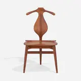 Valet chair by Hans J. Wegner, 1953, teak, oak, brass, leather, sold Nov 2025