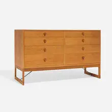 Cabinet by Børge Mogensen, c. 1955, oak, teak, steel, sold Nov 2025