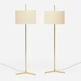 Floor lamps, pair by Svend Aage Holm-Sørensen, c. 1950, brass, linen shades, sold Nov 2025