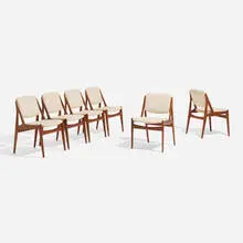 Arne Vodder, Dining chairs, set of six, c. 1965, upholstery, teak