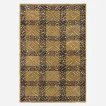 Strålar Gul tapestry-weave carpet by Marianne Richter, c. 1945, hand-woven wool, sold Nov 2025