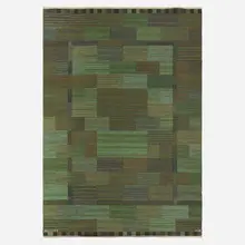 Flatweave carpet by Marianne Richter, c. 1950, hand-woven wool, sold Nov 2025