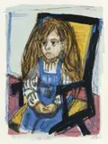 Otto Dix, Sitzendes Kind (im Stuhl), 1964, Farblithographie auf Bütten