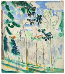 Blick auf ein Dorf by Oskar Moll, Um 1922, Aquarell über Bleistift auf Papier, auf Karton aufgezogen, sold Nov 2012