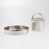 Arne Jacobsen, Cylinda ice bucket and tray, 1967, stainless steel