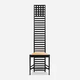 Hill House chair by Charles Rennie Mackintosh, lacquered wood, microfiber upholstery, sold Feb 2024